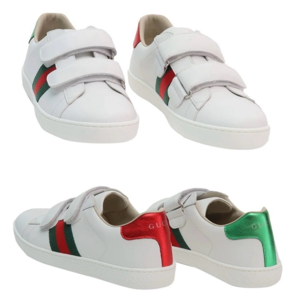 Gucci Ace White Sneakers with Red and Green Stripes size 37.